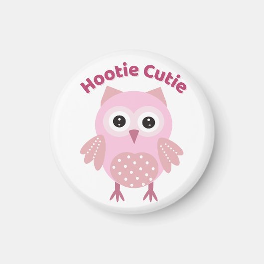 Hootie Cutie Roze Uil Magneet (Voorkant)
