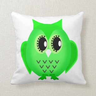 Hootie Hoot Owl Lime Green Kies Achtergrondkleur Kussen