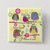 Hootie Owl Vierkante Button 5,1 Cm (Voorkant)