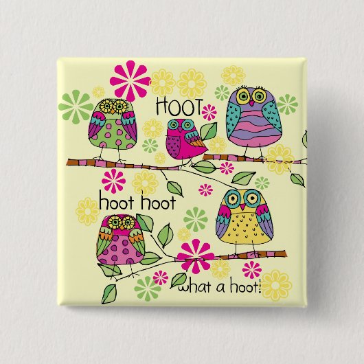 Hootie Owl Vierkante Button 5,1 Cm (Voorkant)