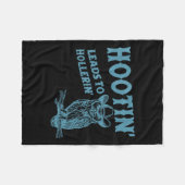 Hootin' Leads To Hollerin' Funny Owl  Fleece Deken (Voorkant (Horizontaal))