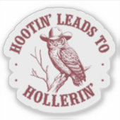 Hootin' leidt naar Hollerin' Westerne Uil Vinyl Sticker (Voorkant)