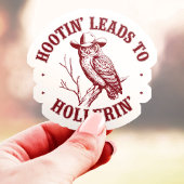Hootin' leidt naar Hollerin' Westerne Uil Vinyl Sticker