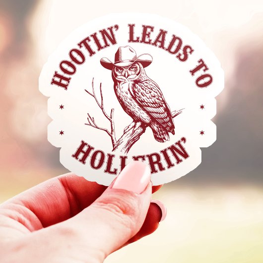 Hootin' leidt naar Hollerin' Westerne Uil Vinyl Sticker
