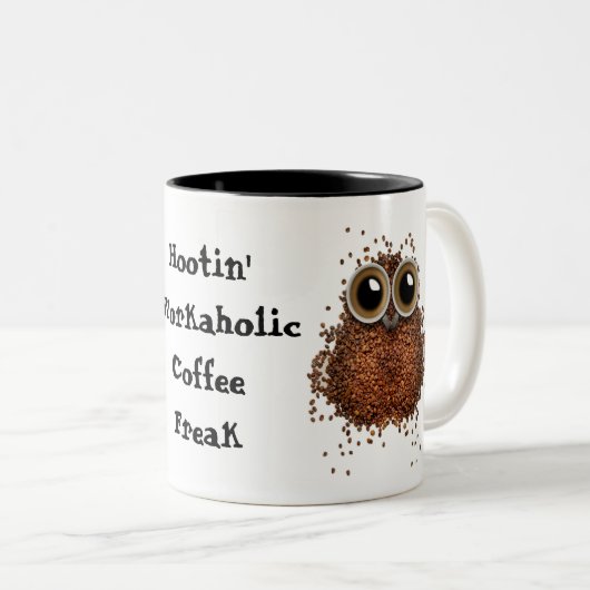 Hootin' Workaholic Coffee Freak Mok owl (Voorkant rechts)