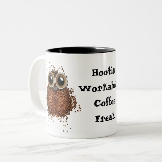 Hootin' Workaholic Coffee Freak Mok owl (Voorkant links)