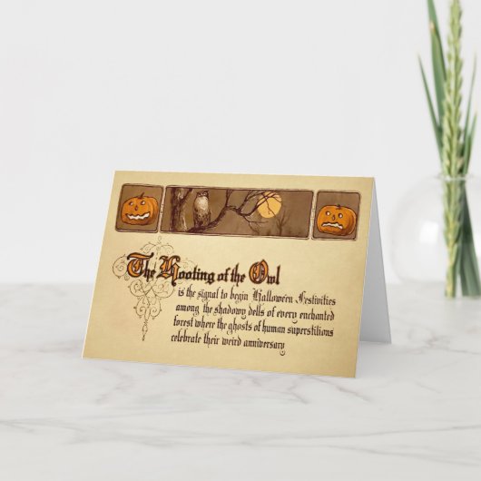  Hooting Owl Halloween Kaart (Voorkant)