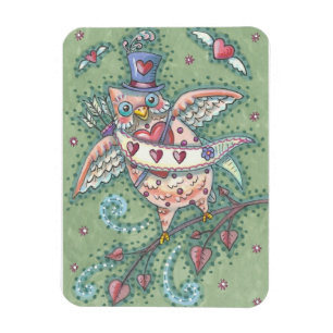 Hoots N' Hearts CUPID OWL VALENTIJN MAGNET Magneet