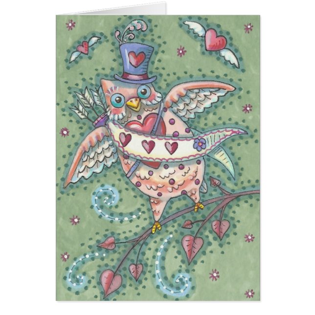 HOOTS N' HEARTS OWL VALENTIJNSDAG NOTE CARD (Voorkant)