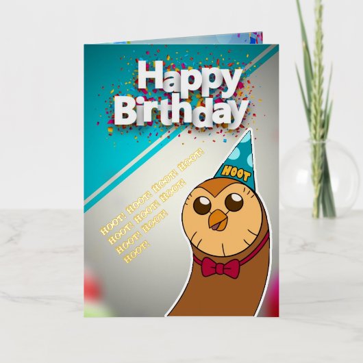 Hooty Verjaardag Kaart De Uil Huis Uitnodigen (Voorkant)