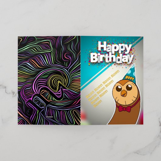 Hooty Verjaardag Kaart De Uil Huis Uitnodigen (Buiten Laag)