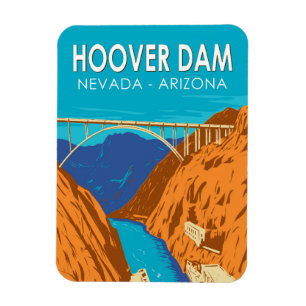 Hoover Dam Arizona Nevada Illustratie Reis Kunst Magneet