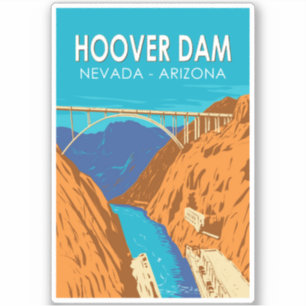 Hoover Dam Arizona Nevada Illustratie Reis Kunst Sticker