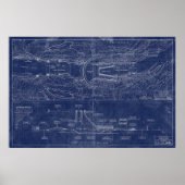 Hoover Dam Blauwdruk-stijl Schematisch Poster (Voorkant)