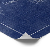 Hoover Dam Blauwdruk-stijl Schematisch Poster (Hoek)