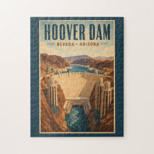 Hoover Dam Energiecentrale Illustratie Reis Kunst Legpuzzel