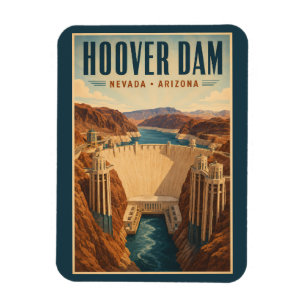 Hoover Dam Energiecentrale Illustratie Reis Kunst Magneet