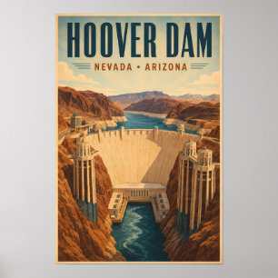 Hoover Dam Energiecentrale Illustratie Reis Kunst Poster