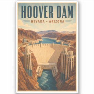 Hoover Dam Energiecentrale Illustratie Reis Kunst Sticker