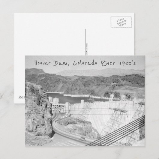 Hoover Dam Mid-Century Briefkaart (Voorkant / Achterkant)