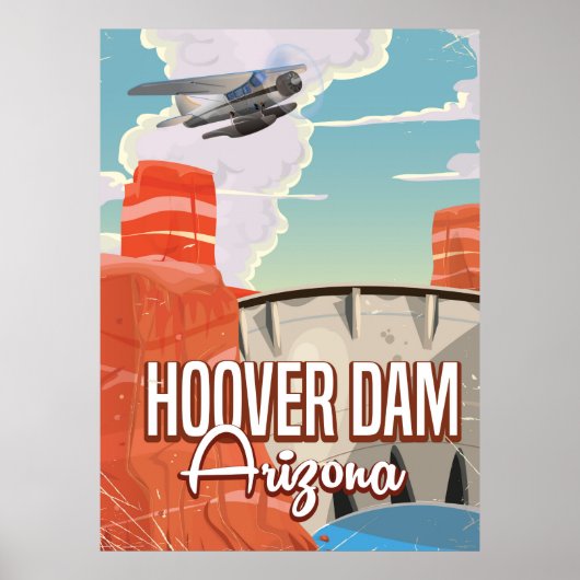 Hoover Dam Nevada Arizona  cartoon Poster (Voorkant)
