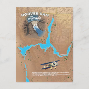 Hoover Dam Nevada-kaart Briefkaart