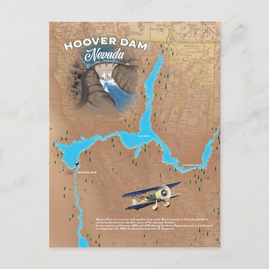 Hoover Dam Nevada-kaart Briefkaart (Voorkant)