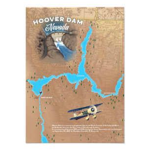 Hoover Dam Nevada kaart Foto Afdruk