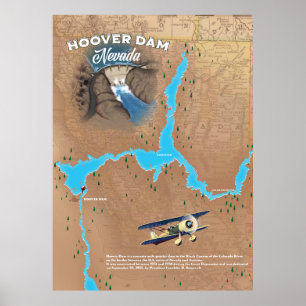 Hoover Dam Nevada kaart Poster