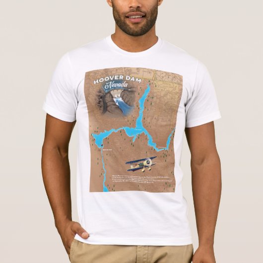 Hoover Dam Nevada-kaart T-shirt (Voorkant)