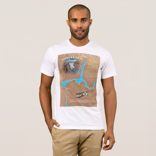 Hoover Dam Nevada-kaart T-shirt (Voorkant volledig)