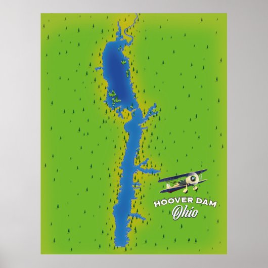 Hoover Dam Ohio Cartografische Map Poster (Voorkant)