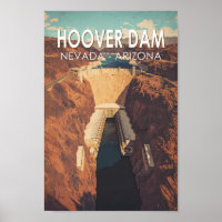 Hoover Dam Travel Art Vintage
