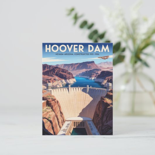 Hoover Dam Vintage Travel Poster Briefkaart (Staand voorkant)