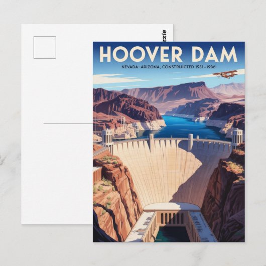 Hoover Dam Vintage Travel Poster Briefkaart (Voorkant / Achterkant)
