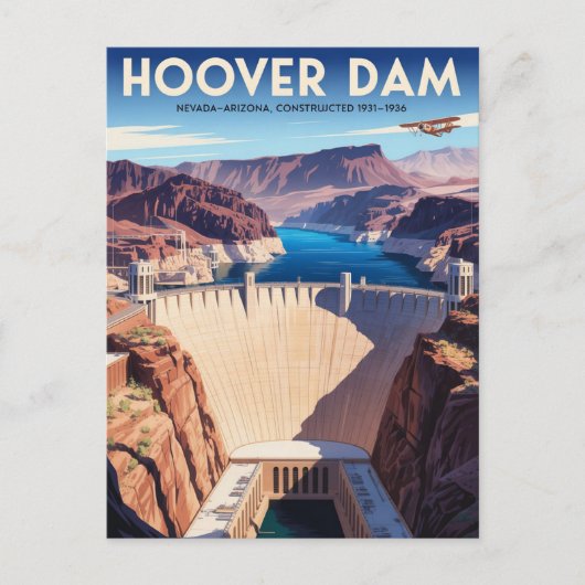Hoover Dam Vintage Travel Poster Briefkaart (Voorkant)