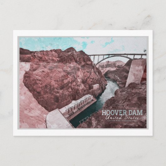 HOOVER DAM WATERVERF - NEVADA - ARIZONA BRIEFKAART (Voorkant)