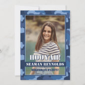 Hooyah! Blauwe Camo Foto Verjaardag Kreeft Boil Kaart (Voorkant)