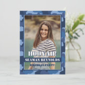 Hooyah! Blauwe Camo Foto Verjaardag Kreeft Boil Kaart (Staand voorkant)