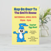 Hop aan over de Cartoon van de paaseihunt Bunny Kaart (Staand voorkant)