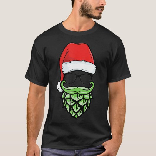 Hop Beard Hipster Santa Kerstbeer Lover T-shirt (Voorkant)