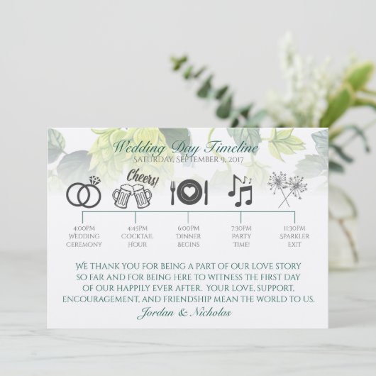 Hop, Bier Trouwprogramma Programmakaart (Staand voorkant)