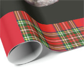 "HOP CALM AND KAT ON", RED TARTAN, CAT TEA PARTIJ CADEAUPAPIER (Rol Hoek)