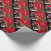 "HOP CALM AND KAT ON", RED TARTAN, CAT TEA PARTIJ CADEAUPAPIER (Hoek)