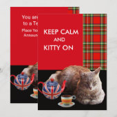 "HOP CALM AND KAT ON", RED TARTAN, CAT TEA PARTIJ KAART (Voorkant / Achterkant)