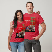 "HOP CALM AND KAT ON", RED TARTAN, CAT TEA PARTIJ T-SHIRT (Unisex)