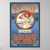 Hop de veerboot - San Juan-eilanden, WA-reisposter Poster (Voorkant)