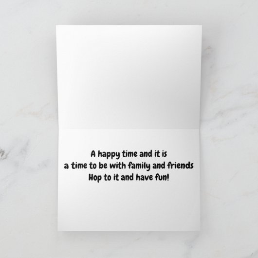 **HOP ER OP** EN HEB *PLEZIER* PASEN IS ONDERWEG! FEESTDAGEN KAART (Binnen)