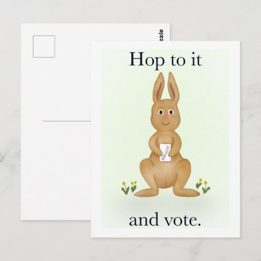 Hop erin en stem briefkaart (Voorkant / Achterkant)