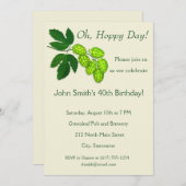 Hop Flowers Botanical Art Party Invitation Kaart (Voorkant / Achterkant)
